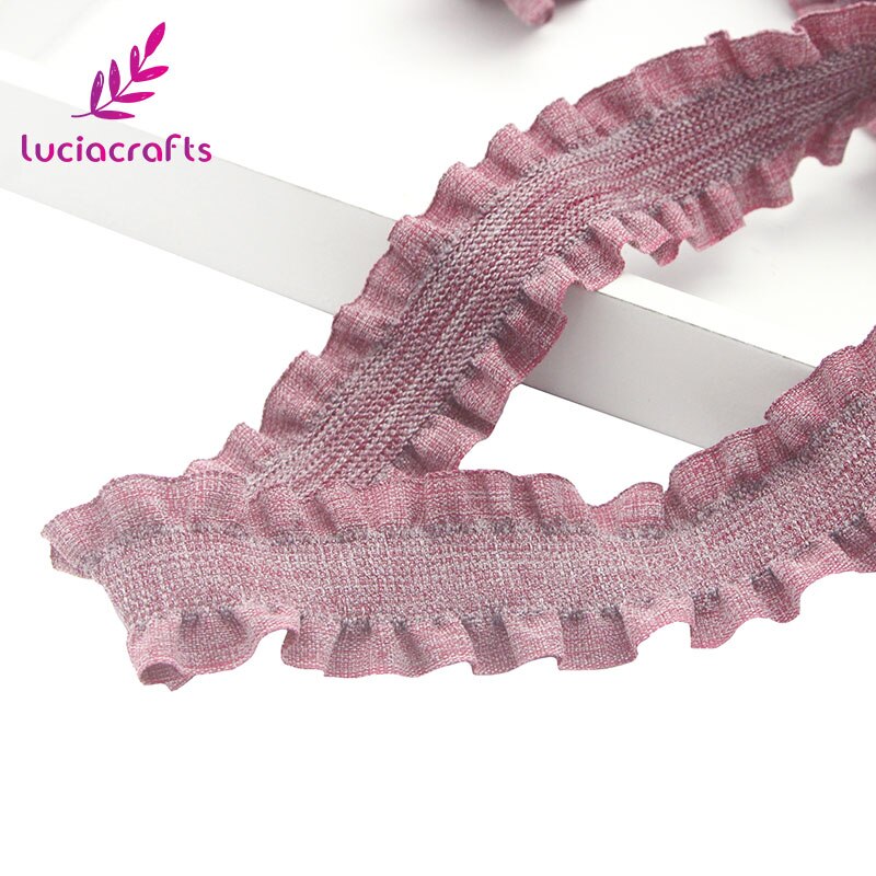 Lote de 2/6 yardas de cinta de cintas elásticas de 25mm, rollo de adorno de encaje, tocado DIY, accesorios de costura para prendas N0602: C1 Pink  2yards