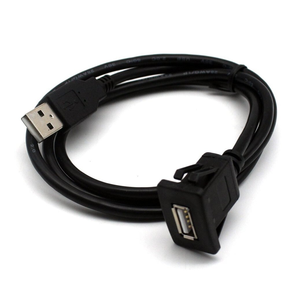 USB2.0 Flush Mount Cable 1M/2M Double/Single USB Port Extension Flush Dashboard Panel Mount Cable for Car Boat Motorcycle