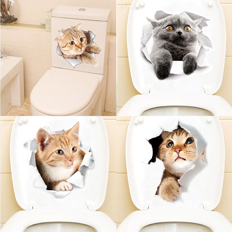 3d stickers dieren stickers kerst op de wc-bril voor de koelkast schattige katten muurstickers raam badkamer decoratie stickers