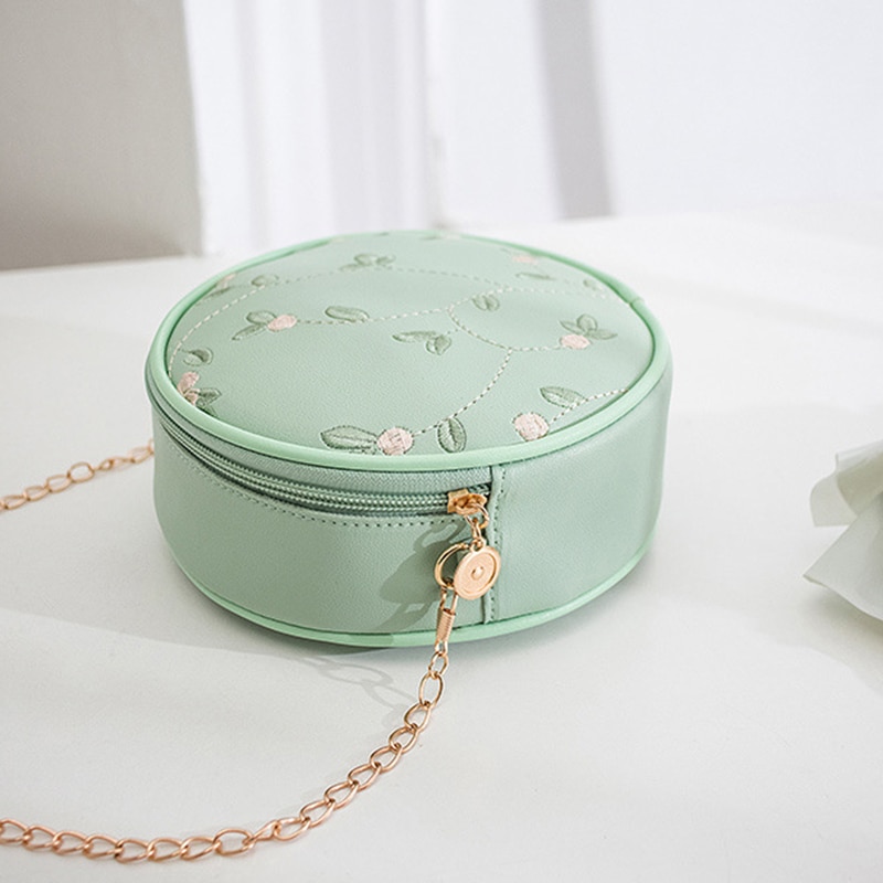 Broderie en cuir PU femmes sac de messager dames sac à bandoulière chaîne à la couleur bonbon petit sac à main Shopping sacs à main
