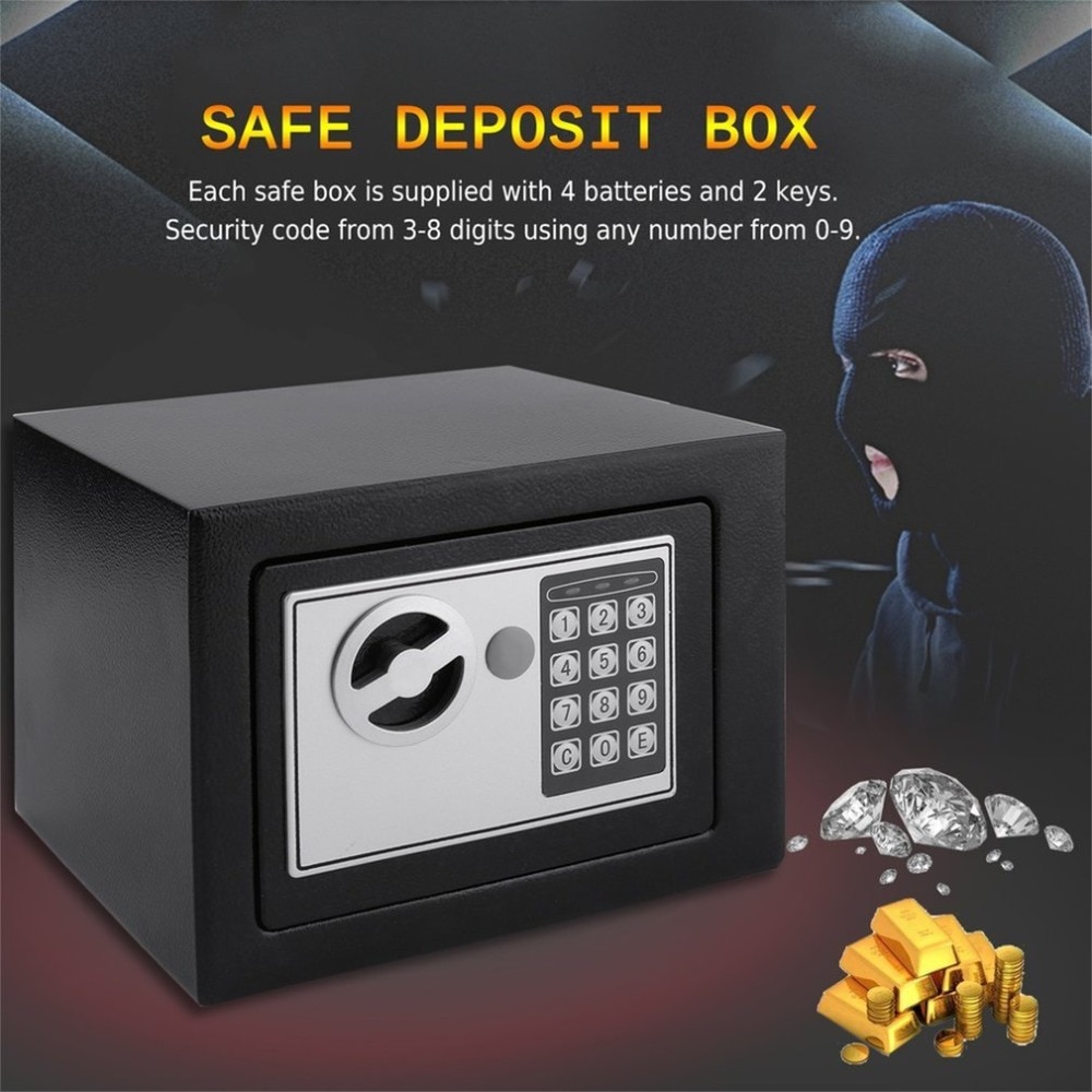 Electronic Safe Box With Digital Keypad Lock 4.6L Mini Jewelry Storage Case Storage Box