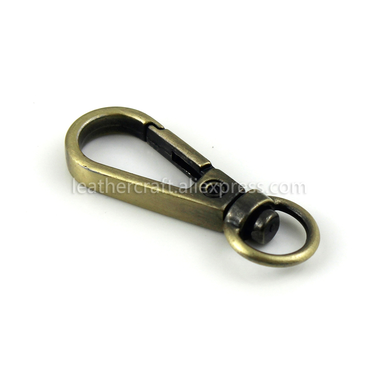 1 st metall vridbar o-ring öga karbinhake trigger spännen klämmor för läder pysselväska rem bälte webbing nyckelring liten storlek: Brons