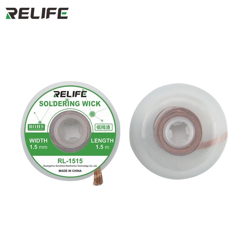 RELIFE-mecha para soldadura, cable eliminador de soldadura trenzada para PCB, herramienta de reparación de soldadura, 1 Uds., 1,5mm, 2mm, 2,5mm, 3mm, 5 uds.: RL-1515