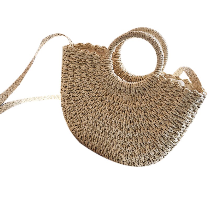 Zomer Vrouwen Hand Made Beach Bag Casual Vrouwelijke Weave Strozak Handtassen Crossbody Tas Voor Vrouwen: Beige