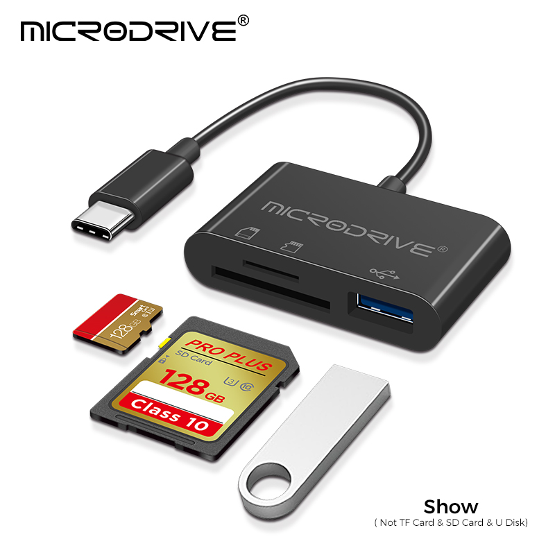 Microadaptador 3 en 1 tipo C, lector de tarjetas de memoria TF, CF, SD, escritor, USB-C Flash compacto para IPad Pro, Huawei, Macbook, USB tipo c
