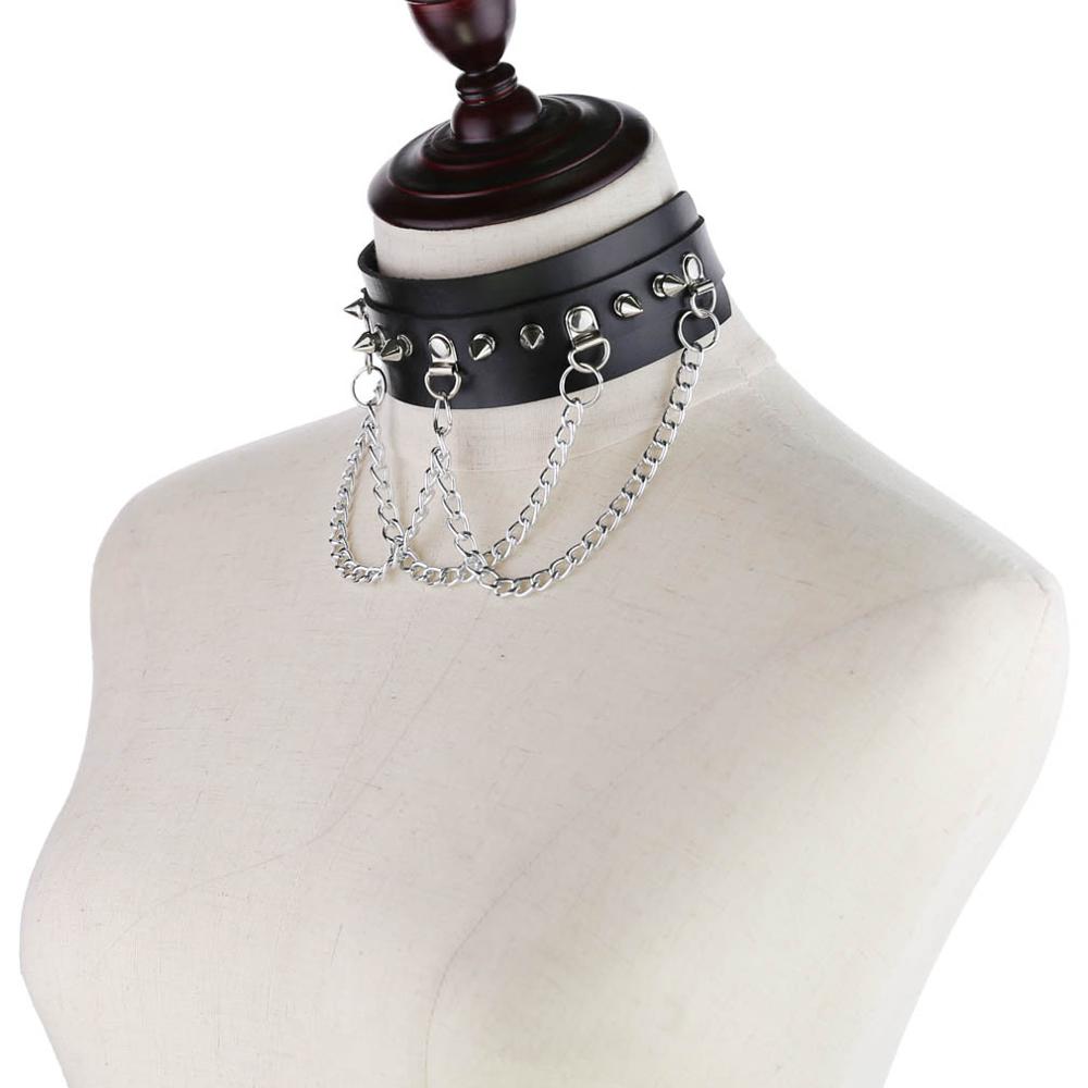 Punk Goth Choker Chain Studded Rivet Pu Leather Collar Spike Choker Necklace Chocker Cool Gothic Jewelry Accessories