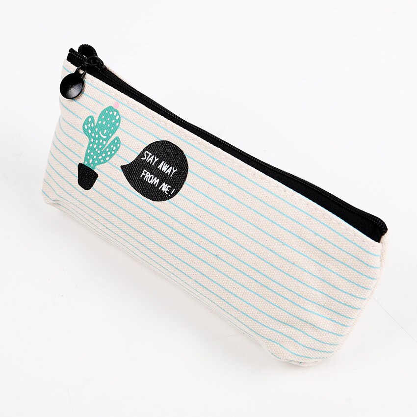 1pc korte stijl groene cactus canvas grote capaciteit etui opbergruimte etui schoolbenodigdheden: Één plant