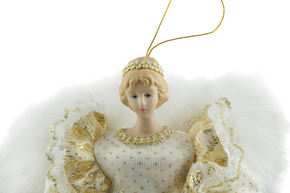 Cosette Christmas Angel Tree Topper Porcelain Doll Tree Ornament 12 Inches (30 CM height)