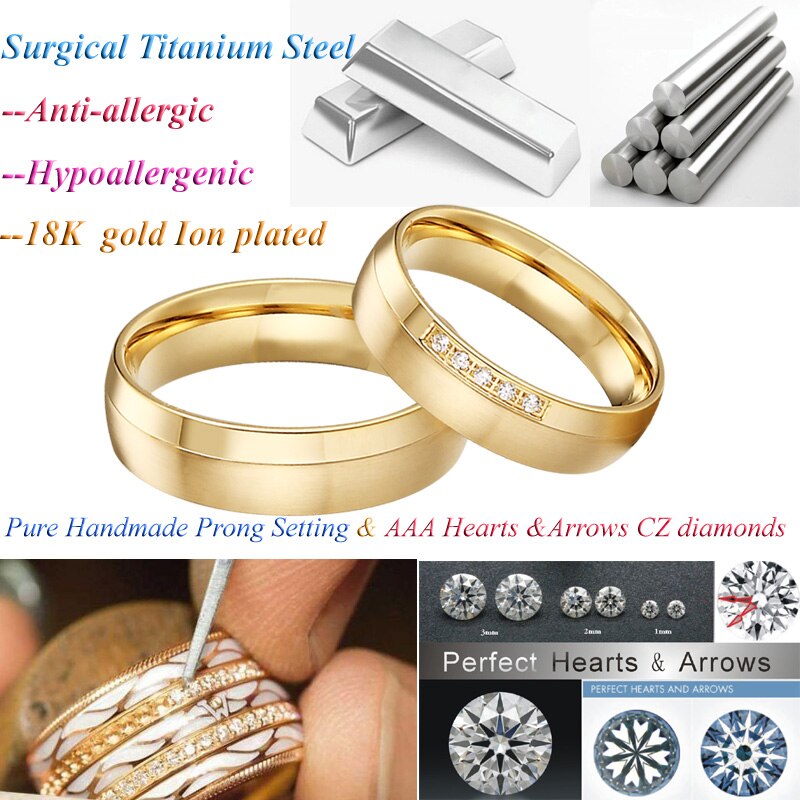 Golden Lover 'S Sieraden Alliantie Anniversary Engagement Paar Trouwringen Voor Mannen En Vrouwen Huwelijk Vinger Ring