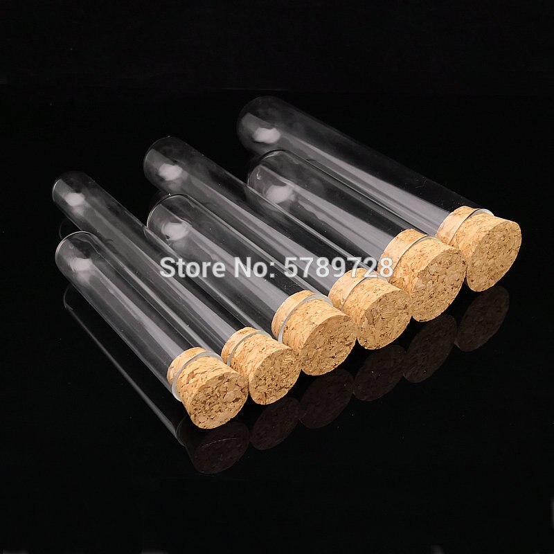 10pcs transparent round bottom glass test tube with cork stopper lab Flat - mouth thickened glass tube outer diameter 20/25/30mm