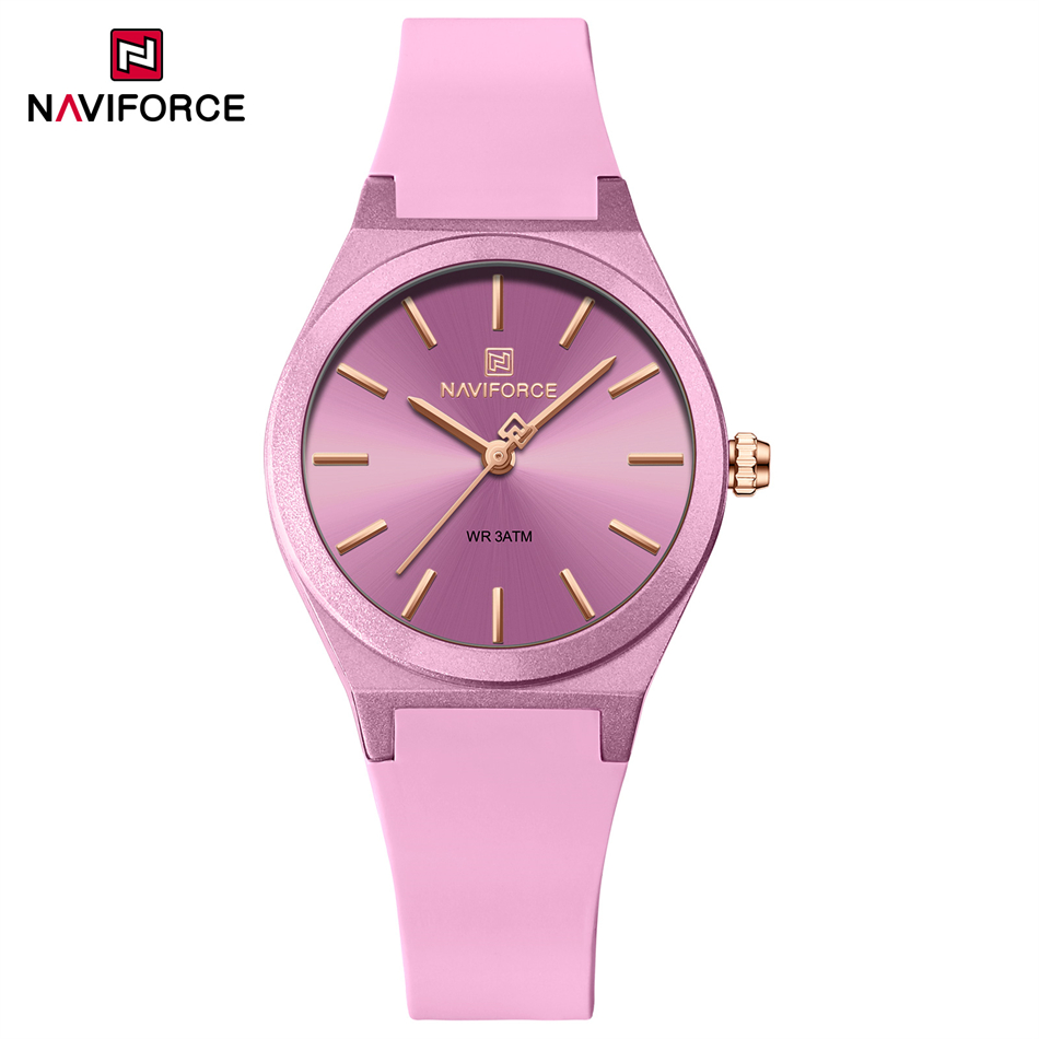 NAVIFORCE 2025 Vrouwen Mode Horloges Quartz Horloge Sport Siliconen Band Dames Horloges Eenvoudige Klok relogios feminino: Roze