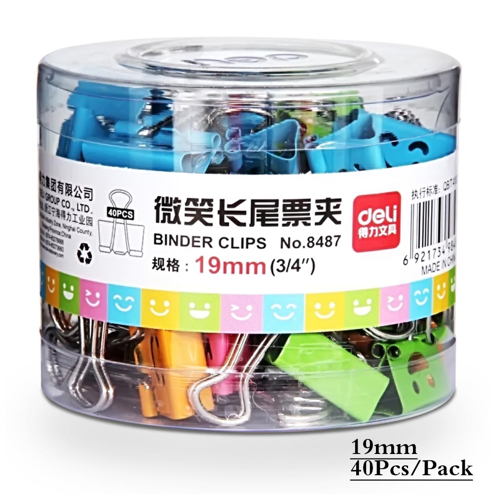Deli Lachend Bindmiddelenklemmen, 1-inch Breed, vier Kleuren, 48 Clips Per Pack, nr 8486