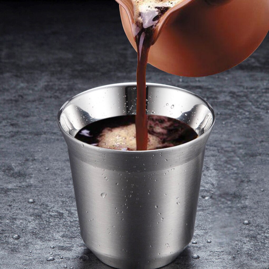 Stainless Steel Coffee Cup 2-layer Insulated Coffee Mug for Drinking Water Tea Beer Cocktails