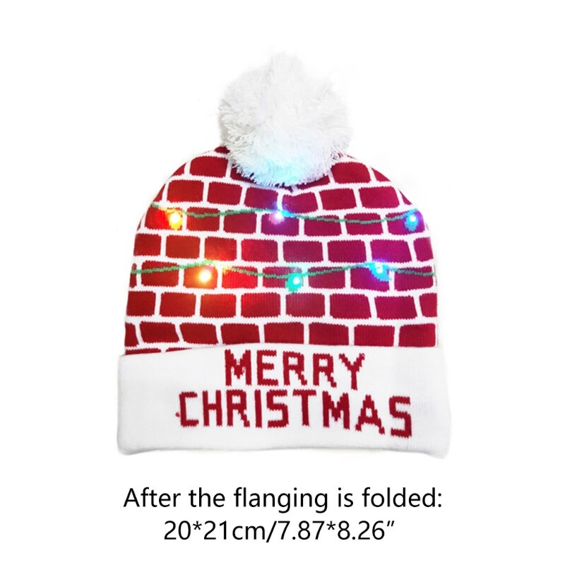 Gorro de lana de punto con luz LED de Navidad gorro de calavera destellante de Reno para de árbol DXAE