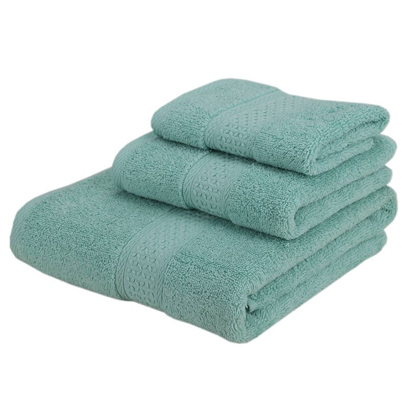 Conjunto de 3 uds. De toallas de baño de algodón suave para adultos, toalla absorbente de felpa de lujo, Sábana de baño playa rostro, toallas básicas para mujer JWYYJ43: light green
