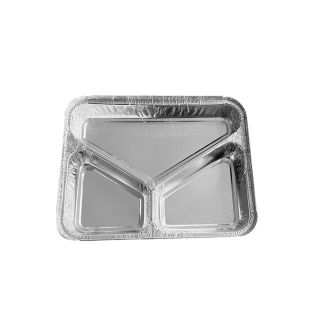 Plateau à dîner jetable en aluminium, avec couvercles, 3 compartiments, pour déjeuner, restes ou plateau à emporter, 780ML, 10 &amp; 30 pièces: without lid-B / 30pcs