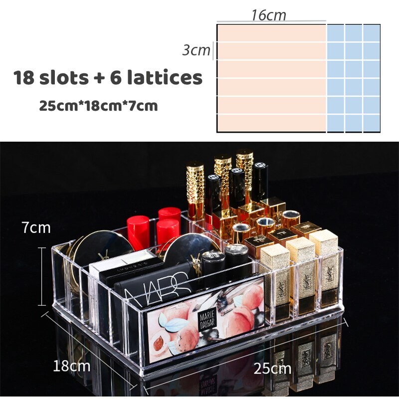 8 gratki akrylowy puder prasowany Organizer szminka regał magazynowy witryna na kosmetyki robić makijażu skrzynka uchwyt na błyszczyk wiele rozmiarów opcjonalnie: 18slots-6lattices