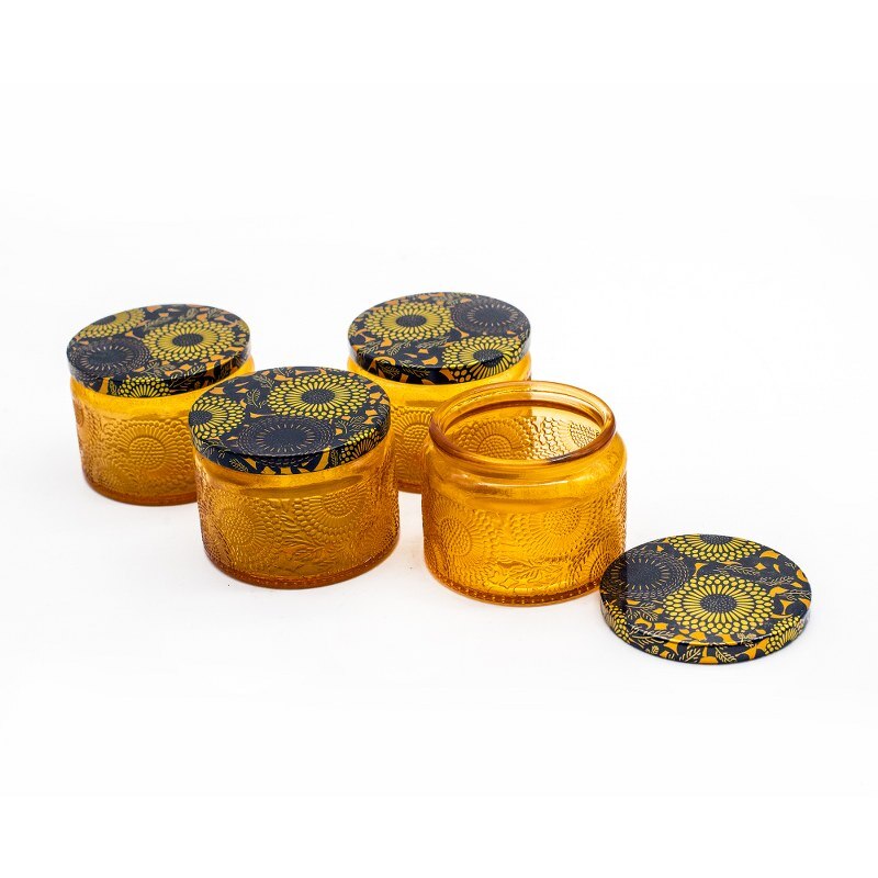 4Pcs Glas Container Potten Voor Kaarsen Maken Materiaal Lege Kaars Jar Kit Kleurrijke Kaars Maken Levert Accessoires: 4pcs amber