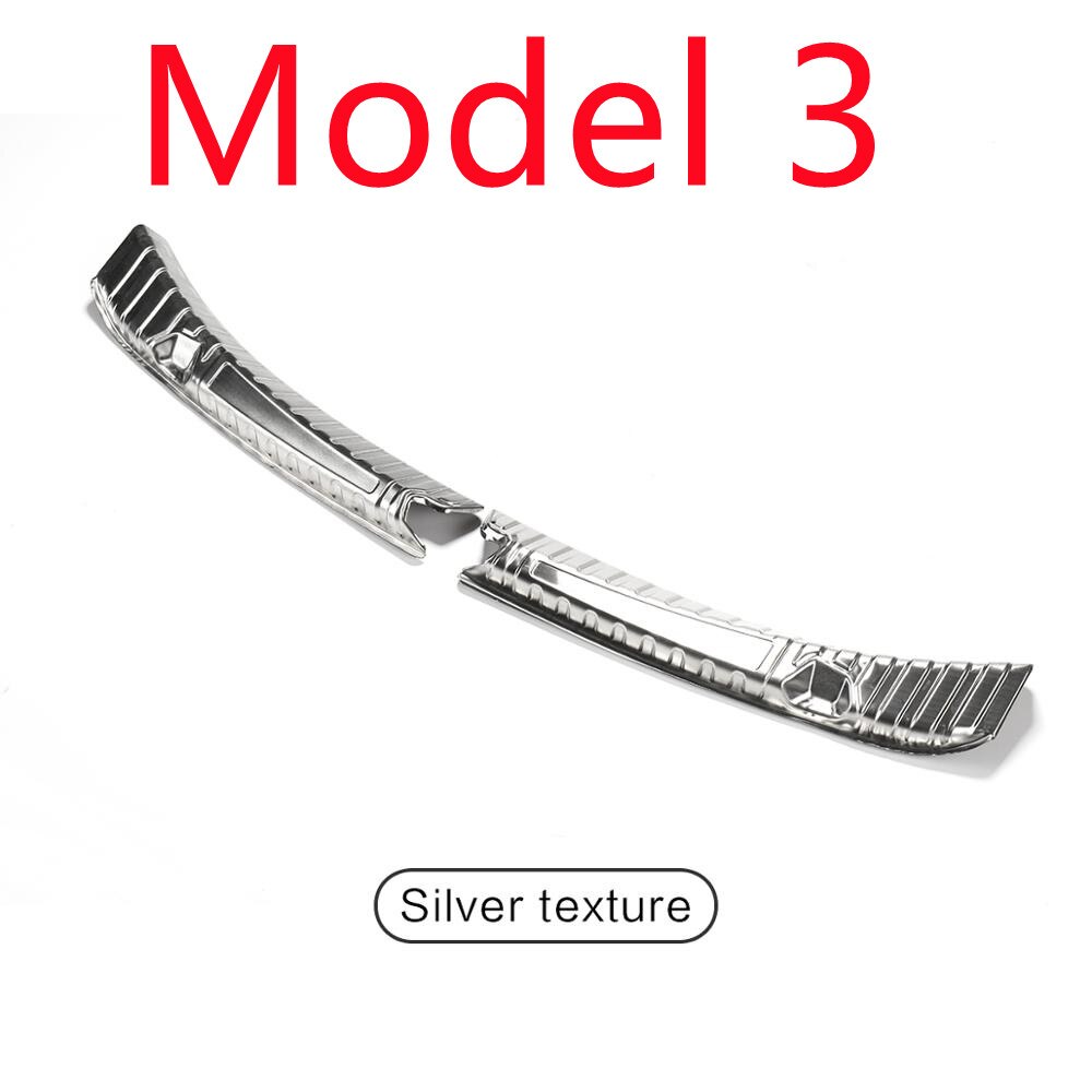 Stainless Steel Trunk Inner Guard for Tesla Model 3 Model Y 2022 Car Inner Rear Bumper Guard Plate Cover Trim Accessories: Model 3 SILVER
