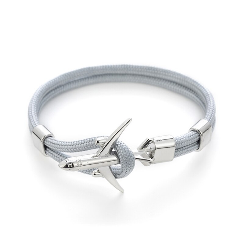 20 farben Silber Anker Armbänder Männer Frauen Charme Seil Kette Paar Armband Metall Flugzeug Leder Haken Homme Schmuck: FS-16