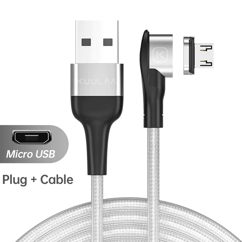 Kuulaa magnetische oplaadkabel usb type c micro-oplaadkabel voor iphone 12 11 samsung huawei xiaomi snellaadkabel usb-kabel: Zilver voor micro
