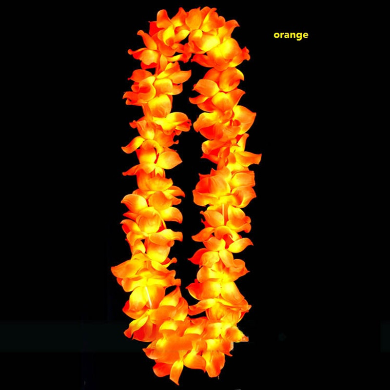 DE BODA carnaval LED Hawaiano LEI HULA luz flor collar guirnalda de de disfraces mucho: Naranja