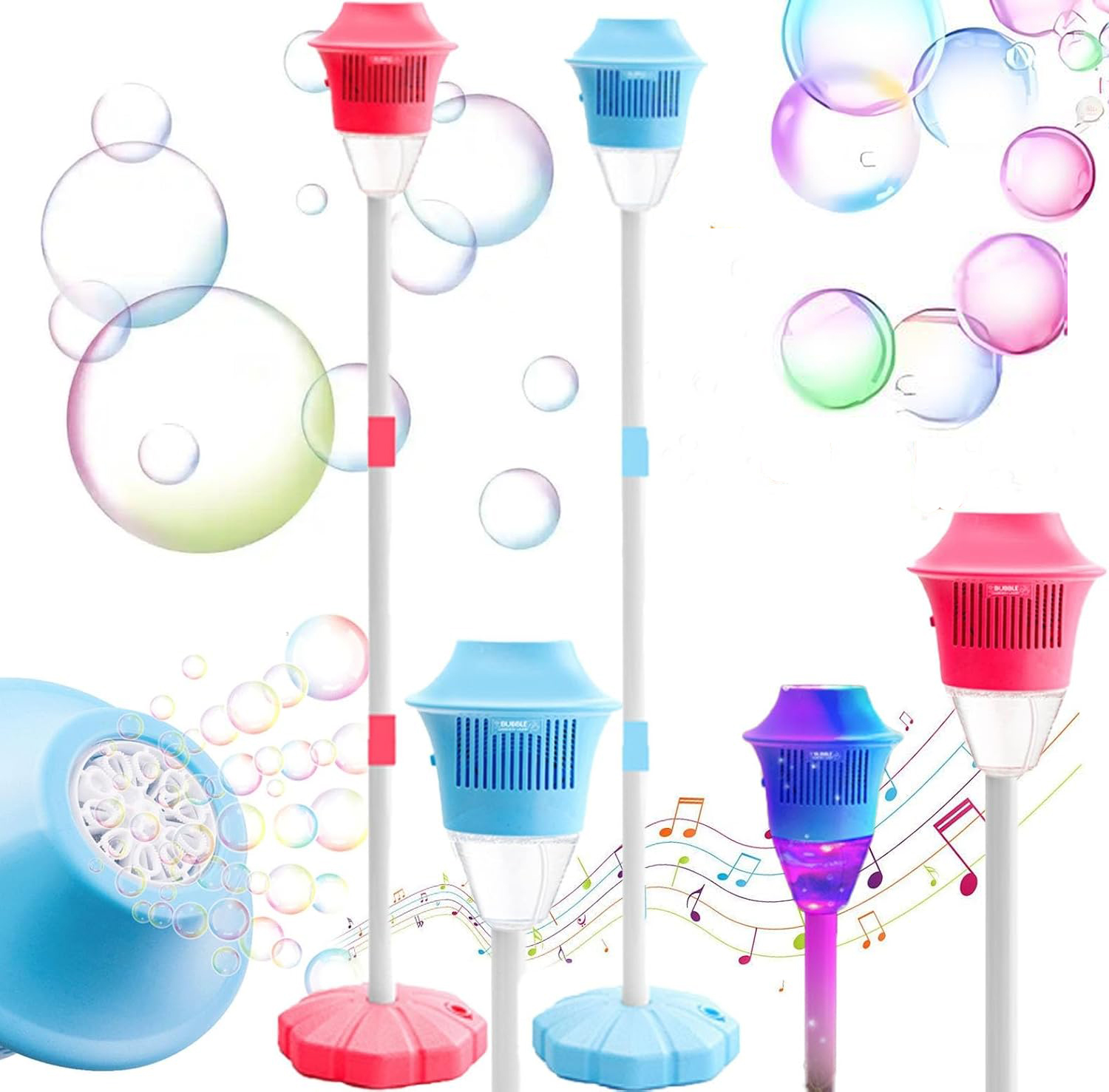 Bubble Torch Garden Lamp Rechargeable Adjustable Bubble Machine with Lights Music Auto Vertical Bubble Machine for Wedding