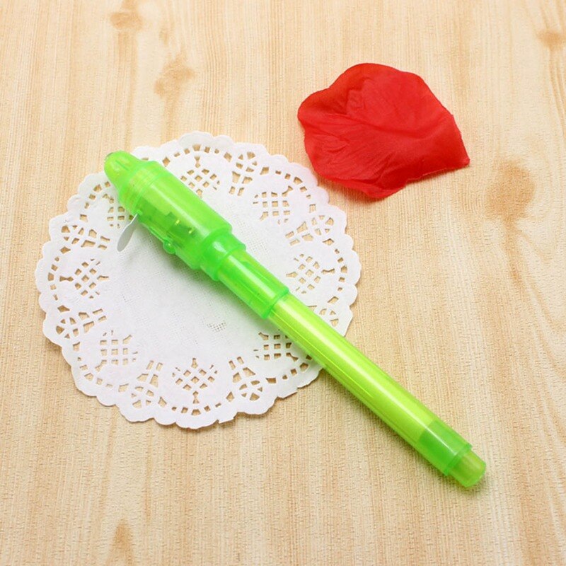 Luminous Light Pen Magic 2 In 1 UV Black Light Drawing Invisible Ink Pen Office School For Child Random Color: GR