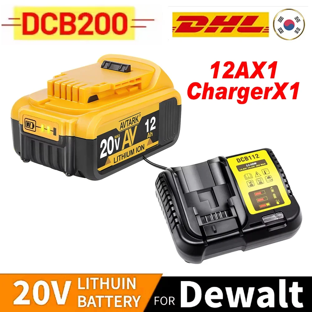 100% Original 12000mAh 20V for Dewalt Power Tool Battery DCB206 20V 12.0Ah Battery DCB206 20V Battery DCB205 DCB200 DCB204-2: Beige