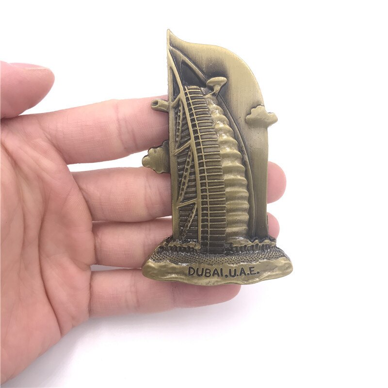 Dubai Metal Fridge Magnet Building UAE Alloy Burj Khalifa Travel Souvenir Magnetic Refrigerator Stickers Home Kitchen Decoration