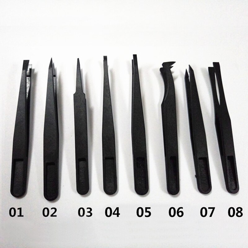 ESD Anti-Static Carbon fiber Electronic Tweezers Kit Maintenance Repair Tool Kit Anti Static Model Making Hand Tool 8PCS/Set