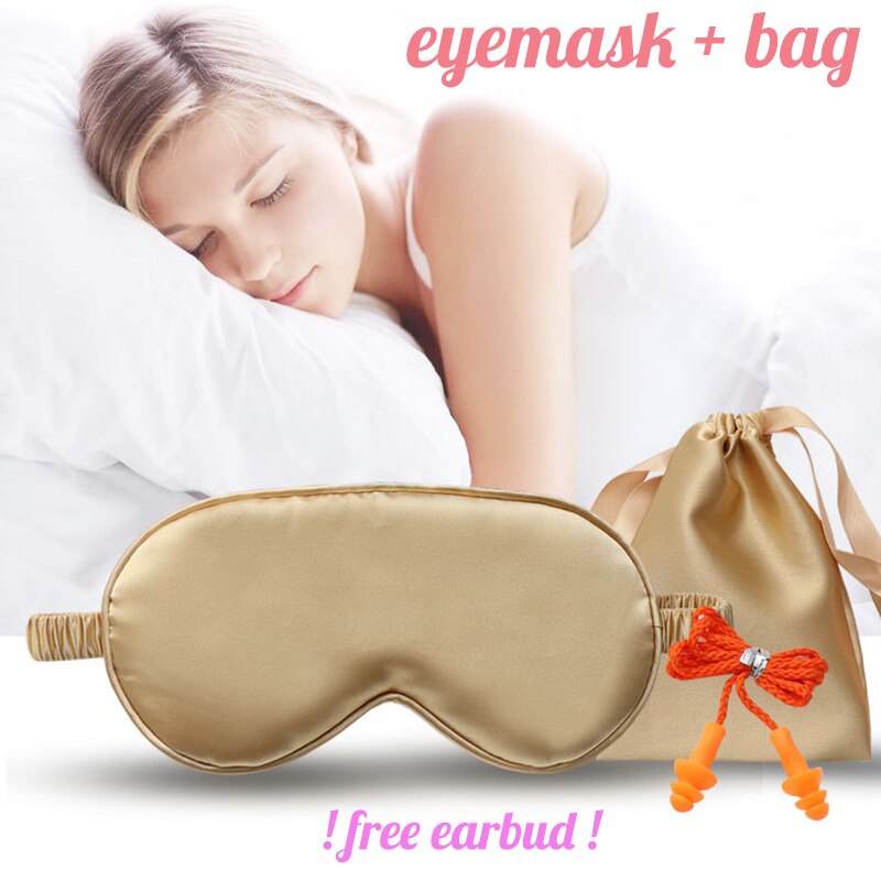 Sleeping Eye Mask Eyeshade Eyepatch Sleep Cover Blindfold Patch Nap Travel Relax Rest + Carrying Bag + Noise Reduction Earplugs