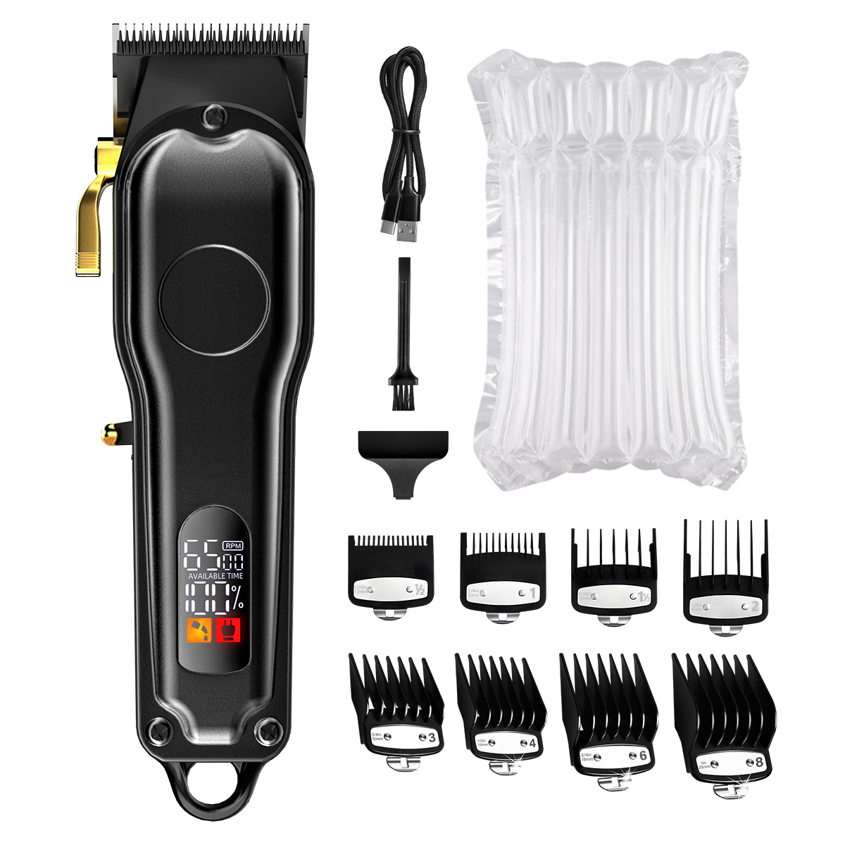 Kikido Tondeuse Snoerloze Haarsnijmachine Verstelbare Kapper Elektrische Trimmer Digitale Display Clipper Voor Mannen: Oranje