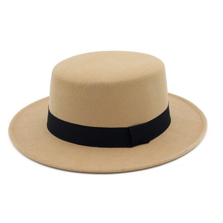 DINGDNSHOW-Sombrero Fedora a la , Sombrero de lana para Hombre, Gorra de invierno, sombreros de fieltro para mujer, Sombrero plano para Hombre: beige adult
