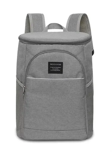 20L Thermal Backpack Waterproof Thickened Cooler Bag Large Insulated Outdoor Picnic Refrigerator Lunch Bag: GRAY