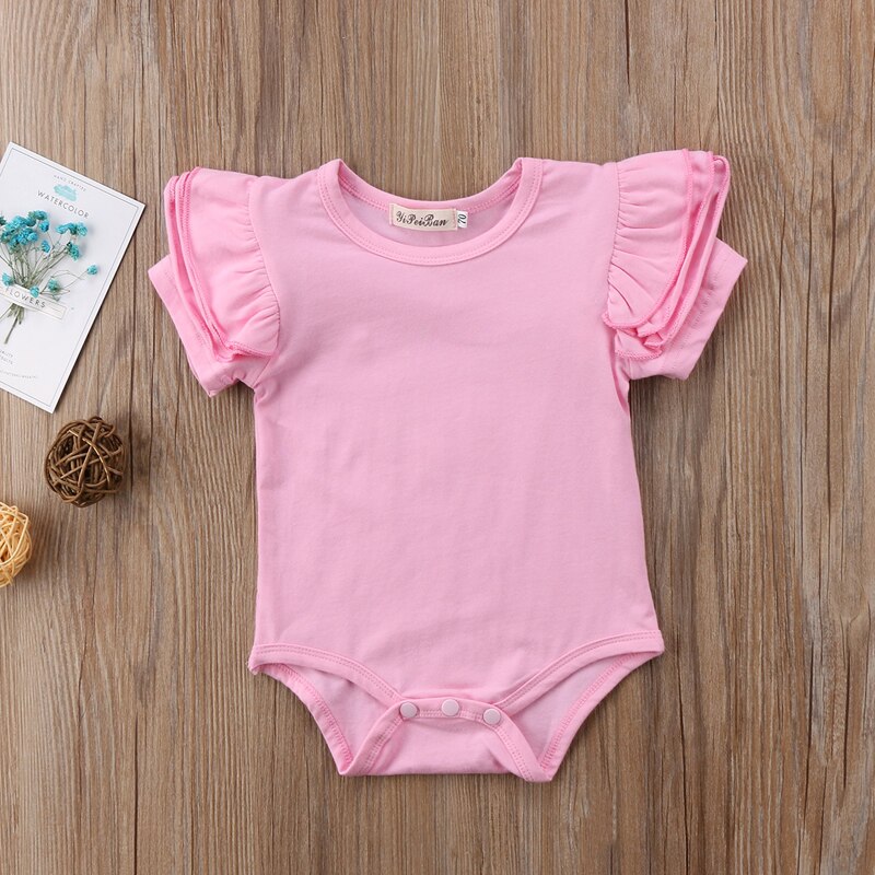 Lioraitiin Schattige Peuter Baby Meisjes Romper Korte Mouw Solid Jumpsuit Katoen O-hals Outfits Kleding