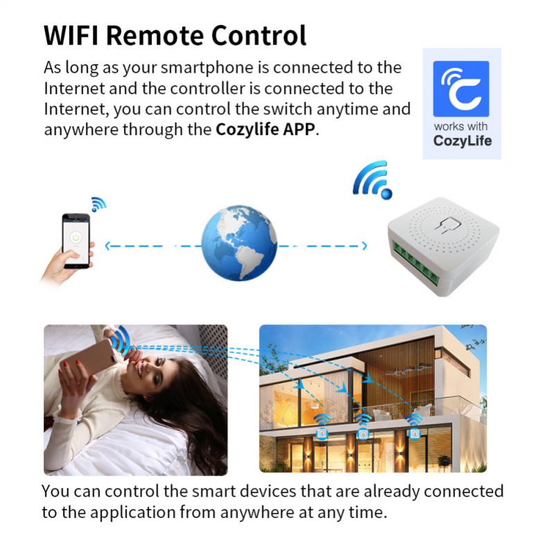 Cozylife – Mini interrupteur intelligent Wifi, 16a, commande vocale, compacte, simple, double, On-off, fonctionne avec Apple Homekit