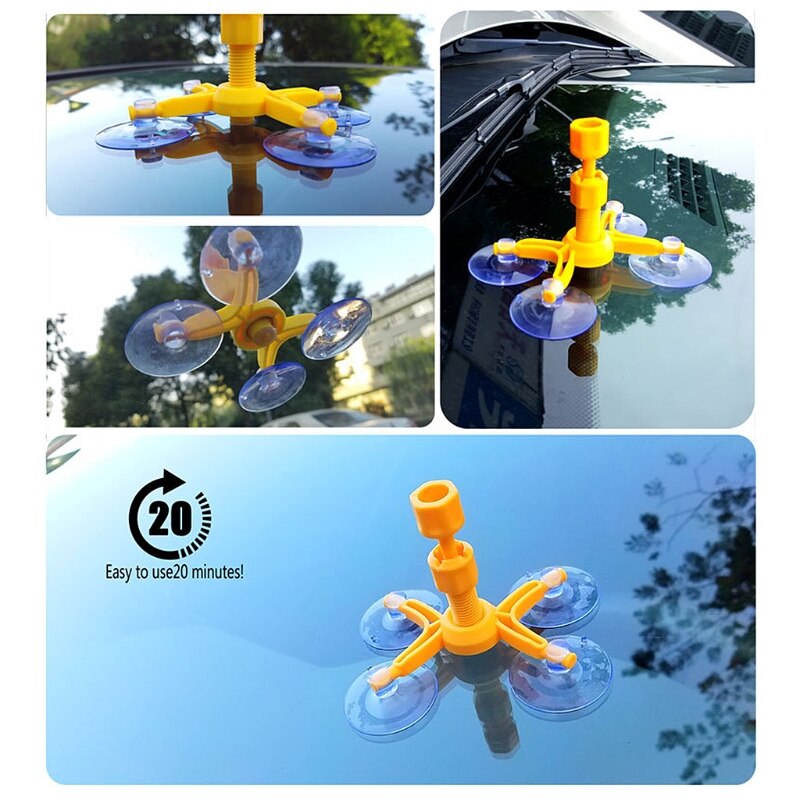 Auto Glass Windscreen Quick Fix Windshield Repair Tool DIY Dent Remove Car Kit on bulls-eye, spider web, star damages