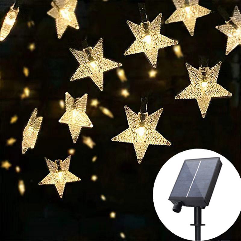 Solar-Stern-Lichterkette für den Außenbereich, wasserdicht, solarbetrieben, LED-Lichterkette für Weihnachten, Terrasse, Garten, Hof, Veranda, Hochzeitsdekoration