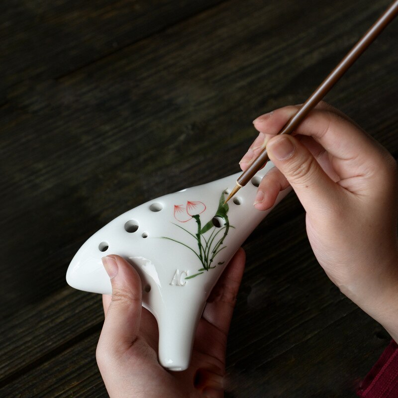 12 agujeros Alto C Ocarina pintado a mano instrumento Musical para de principiante Ocarinas accesorios de música 5 colores