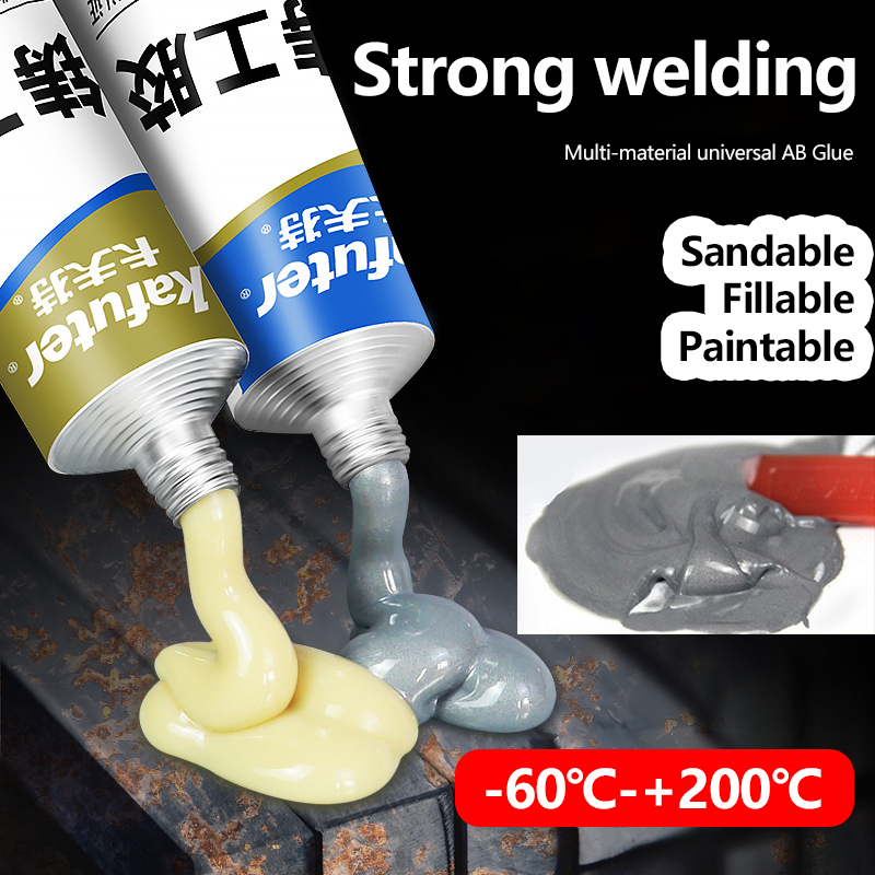 Cola de reparo de metal de alta resistência ab cola forte ligação de ferro resistência ao calor solda fria agente adesivo de reparo de metal cola de fundição