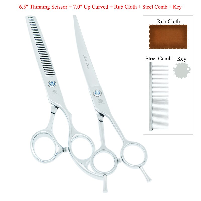 7 inch Purple Dragon Pet Scissors Japan Steel Dog Fur Cutting Thinning Shears Animal Curved Grooming Clipper Dog Supplies B0013B: B0013B-12-70