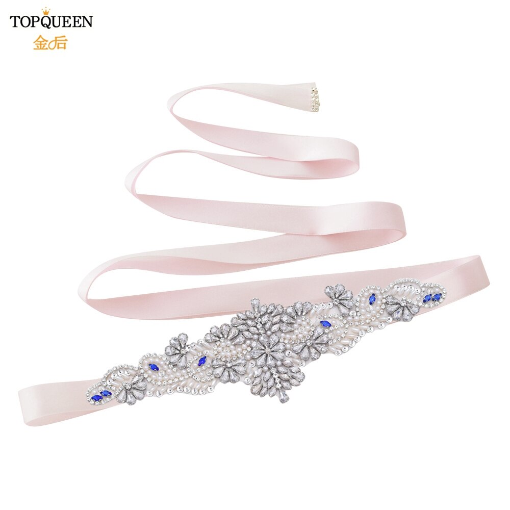Topqueen  s487 brudbälten för klänningar diamantbälte formella klänningar för kvinnor afton gravidklänning strass bälten blå: Rosa