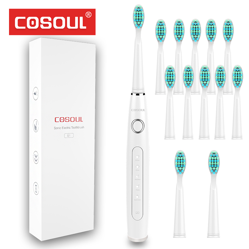 Sonic Electric Toothbrush Rechargeable Waterproof Toothbrush 11 Heads 5 Modes Protect Teeth