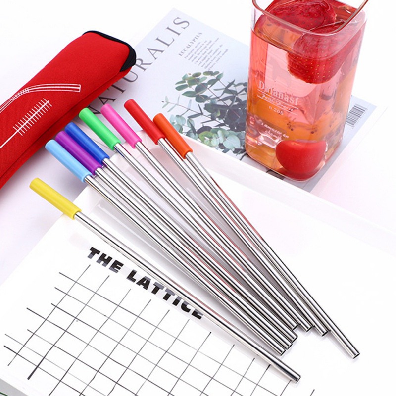 Herbruikbare Huishoudelijke Stro Kit Rvs Stro Set Draagbare Stro Siliconen Cover Huishoudelijke Stro Met Reinigingsborstel