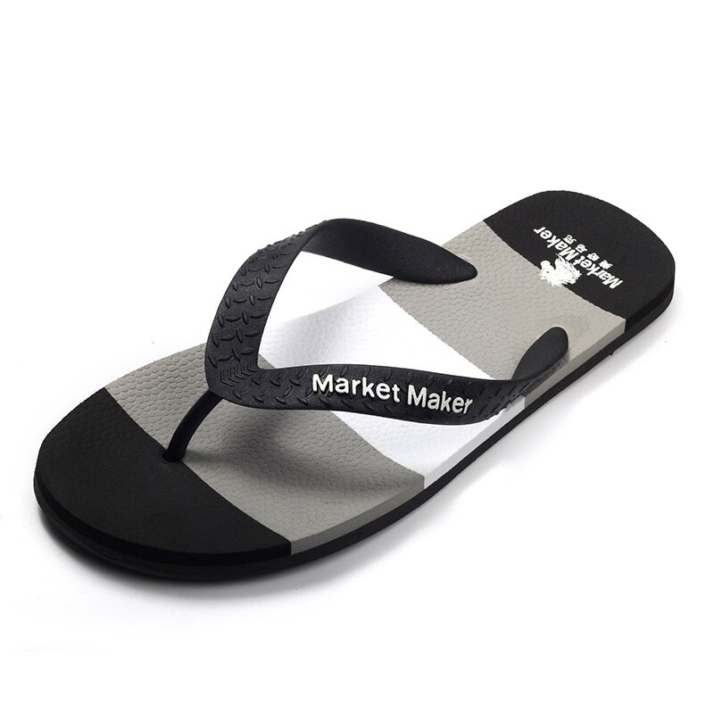 Män skor sommar herr tofflor anti-slide lätta mjuka flip flops fritidsskor sommar manliga inomhus utomhus tofflor strand: Grå / 41