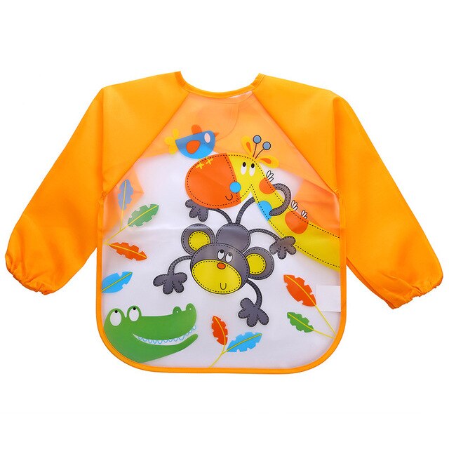 Slabbers Burp Kinderen Waterdichte Lange Mouwen Baby Bib Schort Cartoon Pasgeboren Zachte Voeden Eten Toddle Kleren: YELLOW