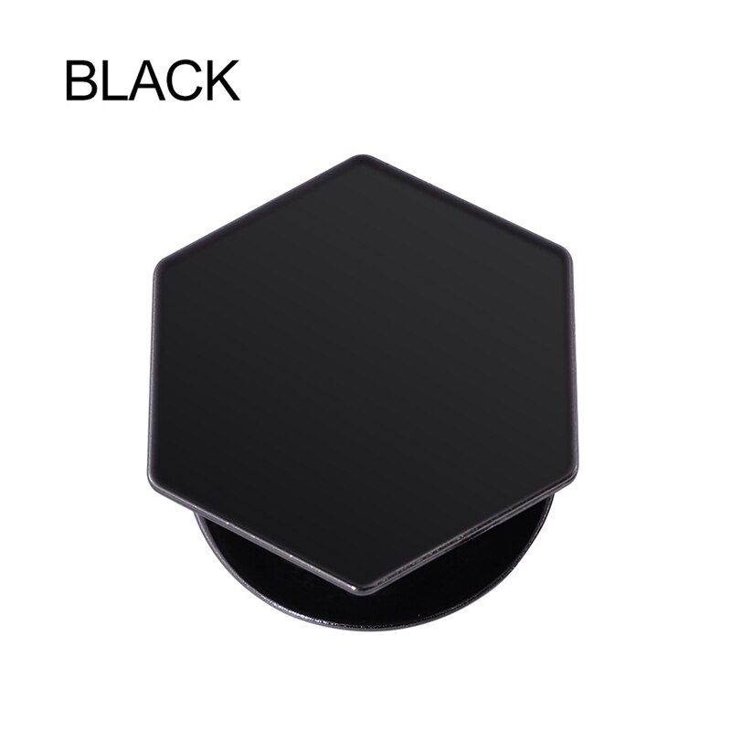 1 stuk hexagon gegalvaniseerd materiaal mobiele telefoon opvouwbare stretch airbag beugel vinger ring telefoonhouder ballon ondersteuning: Zwart