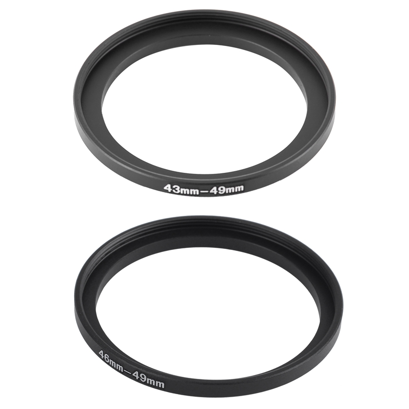2Pcs 43Mm To 49Mm/46Mm To 49Mm Camera Filter Lens 46Mm-49Mm Step Up Ring Adapter