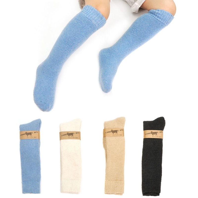 Calcetines cálidos para niños y bebés, medias gruesas de lana térmica para la nieve, invierno, de tubo largo